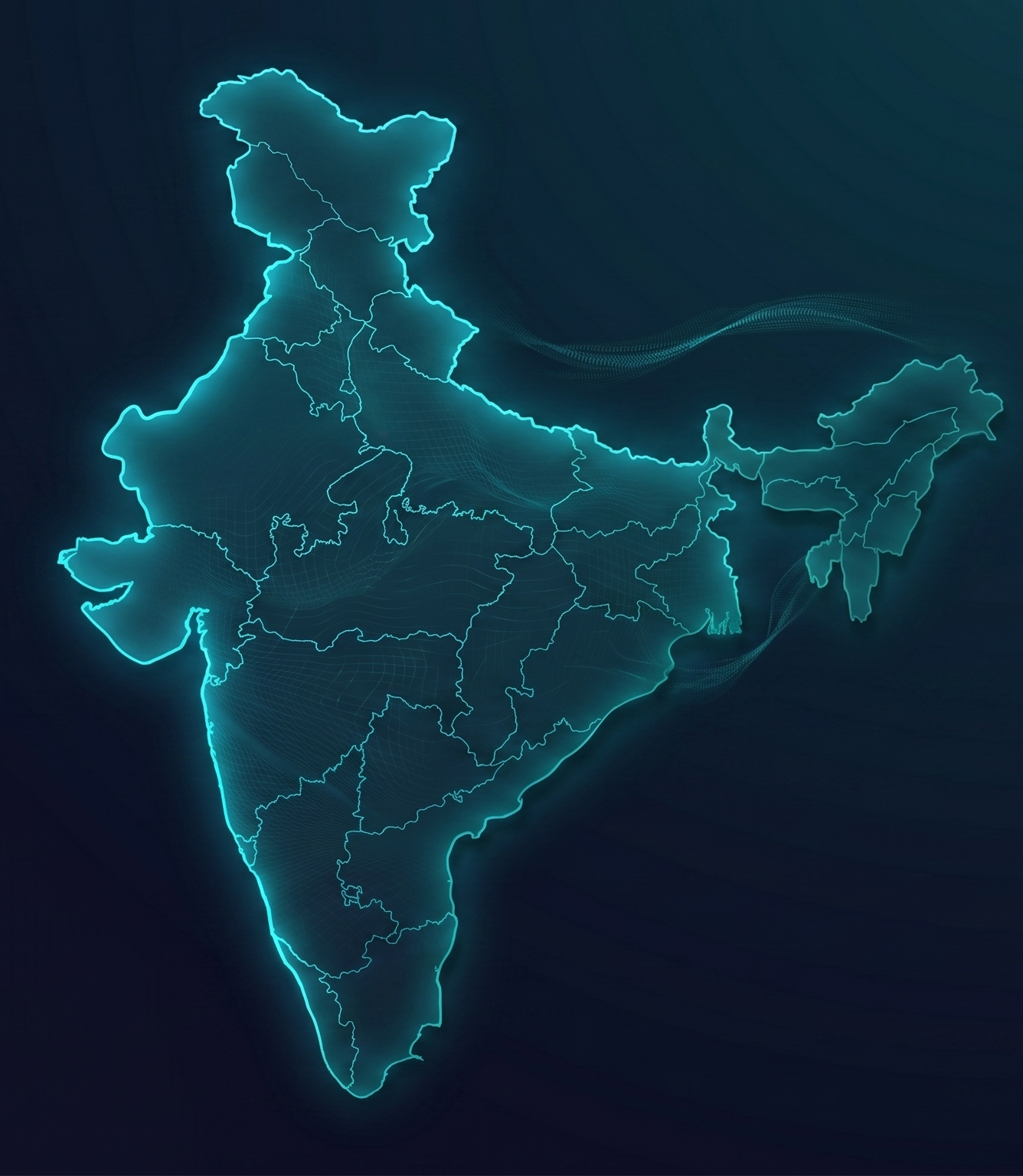 Glowing map of India